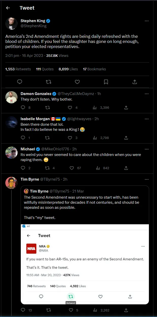 A post by Stephen King on Twitter